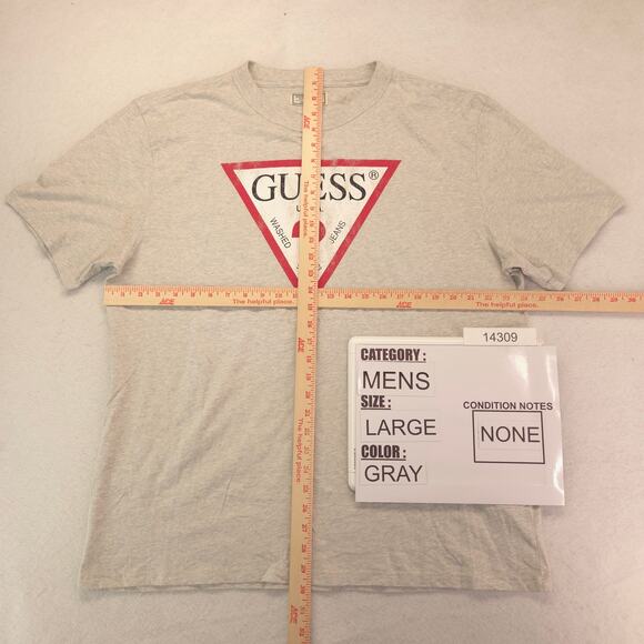 Guess Casual Graphic Short Sleeve Crew Neck T Shirt Mens Size Large L Gray - Picture 5 of 9